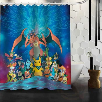 

Best Nice Custom Pokemon Pikachu Shower Curtain Bath Curtain Waterproof Fabric For Bathroom MORE SIZE WJY#48