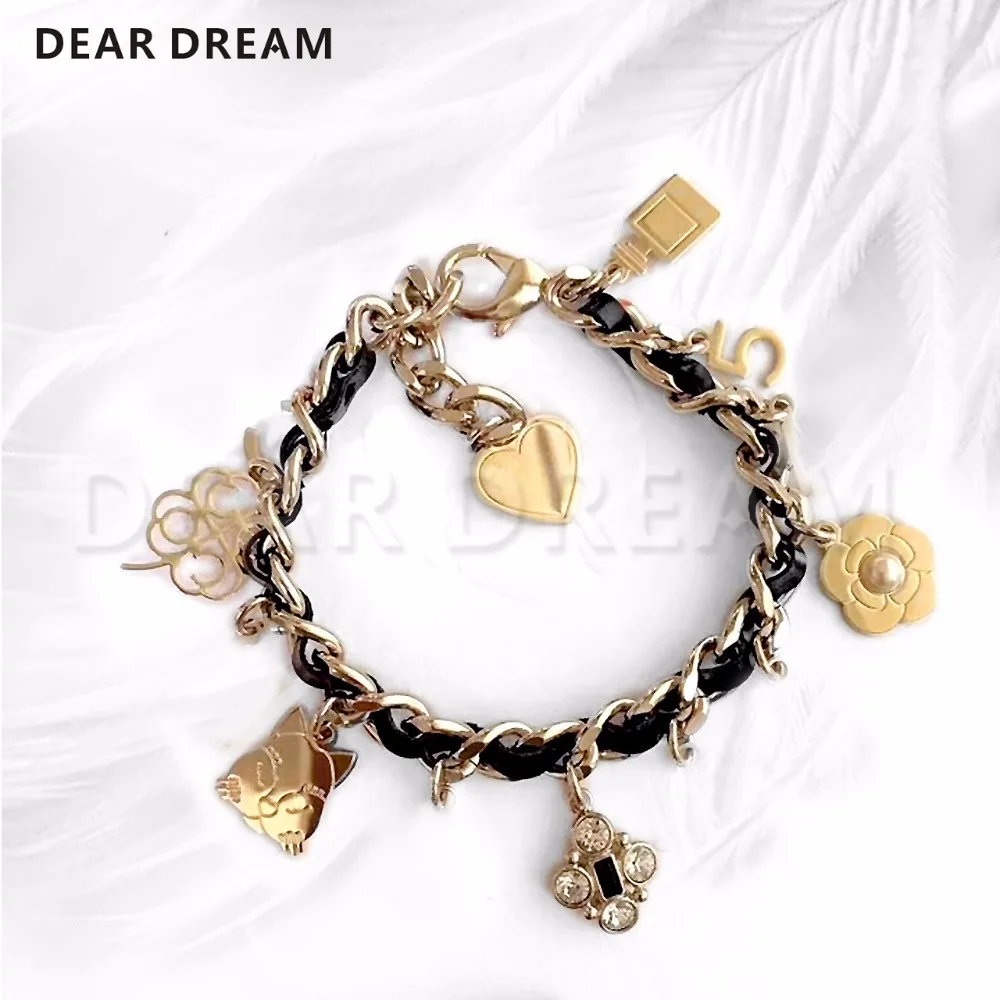 

Fashion Girl Letters Love Camellia Perfume Cat And Other Accessories Chain Bracelet Jewelry & Accessories