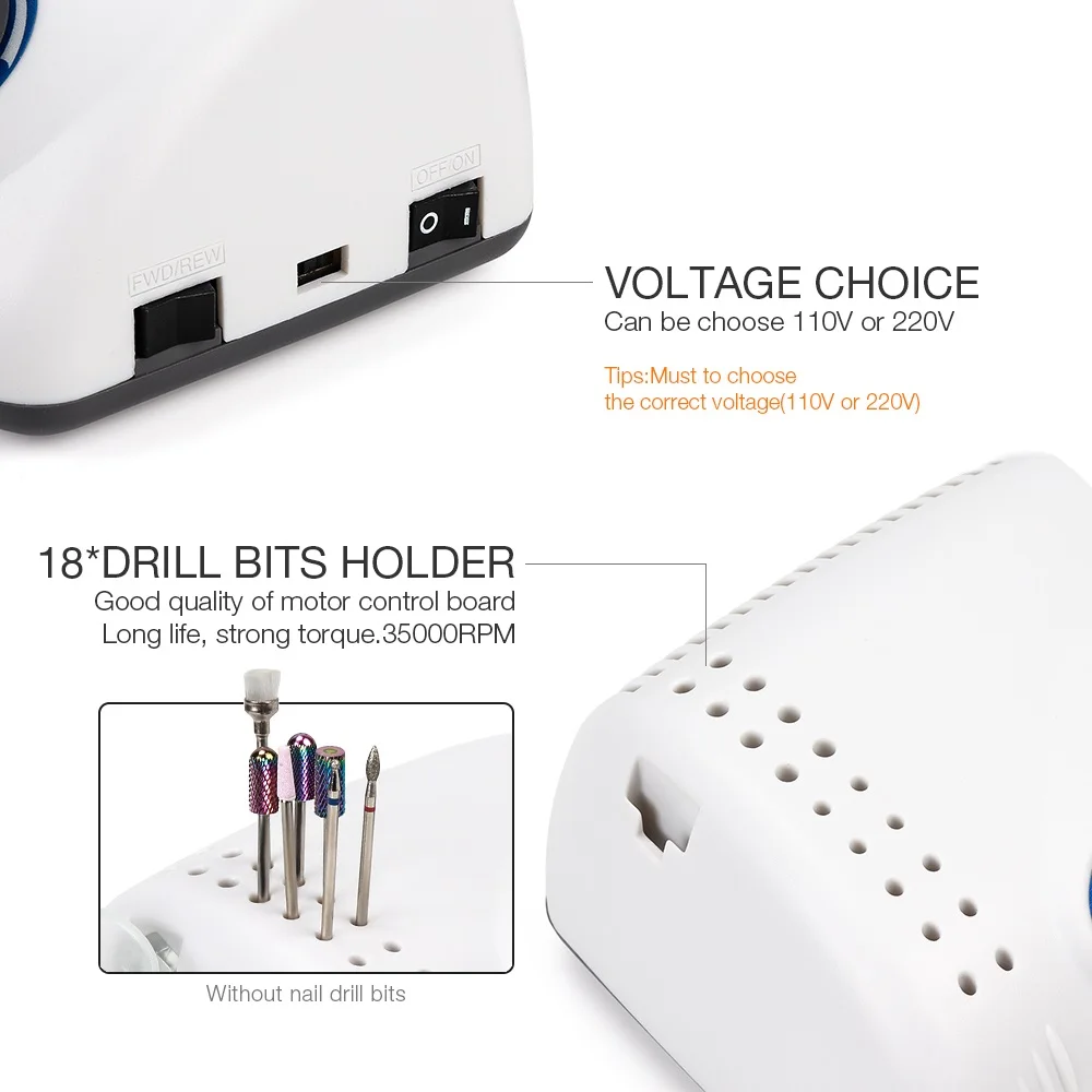 Preise 65W Starke 210 105L Bürstenlosen Nagel Bohrer Maniküre Maschine Pediküre Elektrische Starke 35000RPM Datei Bits Nägel Kunst Ausrü