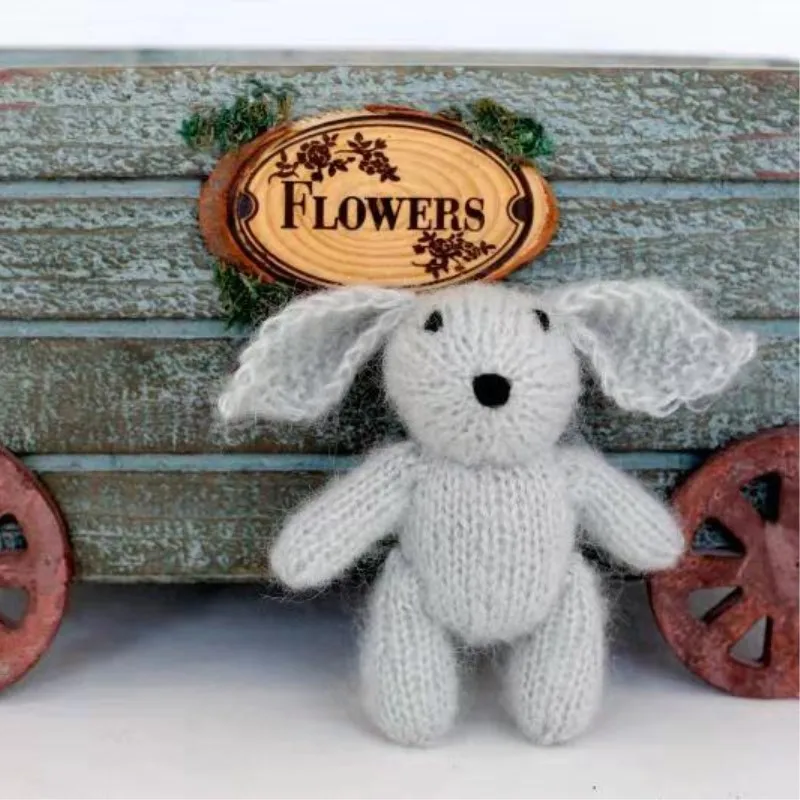 Вязаная игрушка для новорожденного плюшевого мишки, вязаные мягкие игрушки, декорированные кролики, рождественский подарок для новорожденного, реквизит для фотосъемки - Цвет: as photo