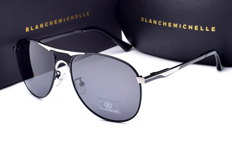 Blanche Мишель бренд classic Pilot Sunglasses Для мужчин поляризационные UV400 Для мужчин с солнцезащитные очки мужской вождения Óculos gafas-де-сол hombre