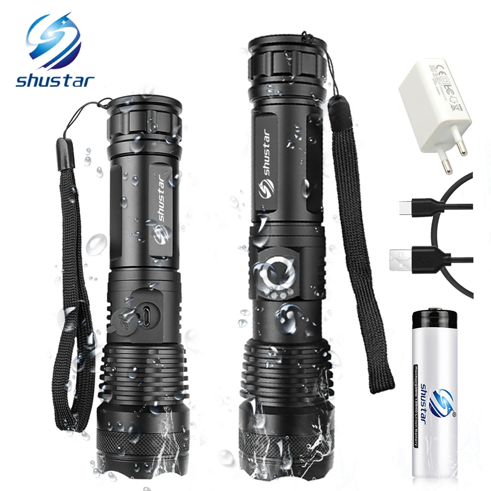Beste Krachtige LED Zaklamp XHP50 Lamp kraal Ondersteuning zoom 5 verlichting modes Torch Door 18650 of 26650 batterij Voor outdoor activiteiten