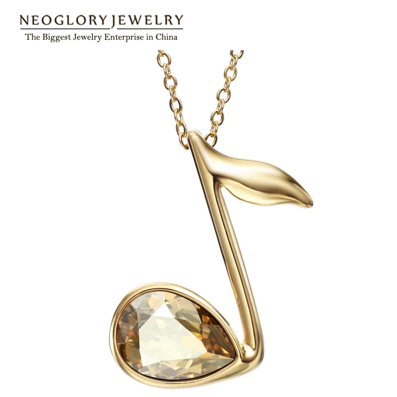 

Neoglory Austrian Crystal Light Yellow Gold Color Music Note Pendant Necklaces for Women Fashion Jewelry 2020 New Hot Gifts