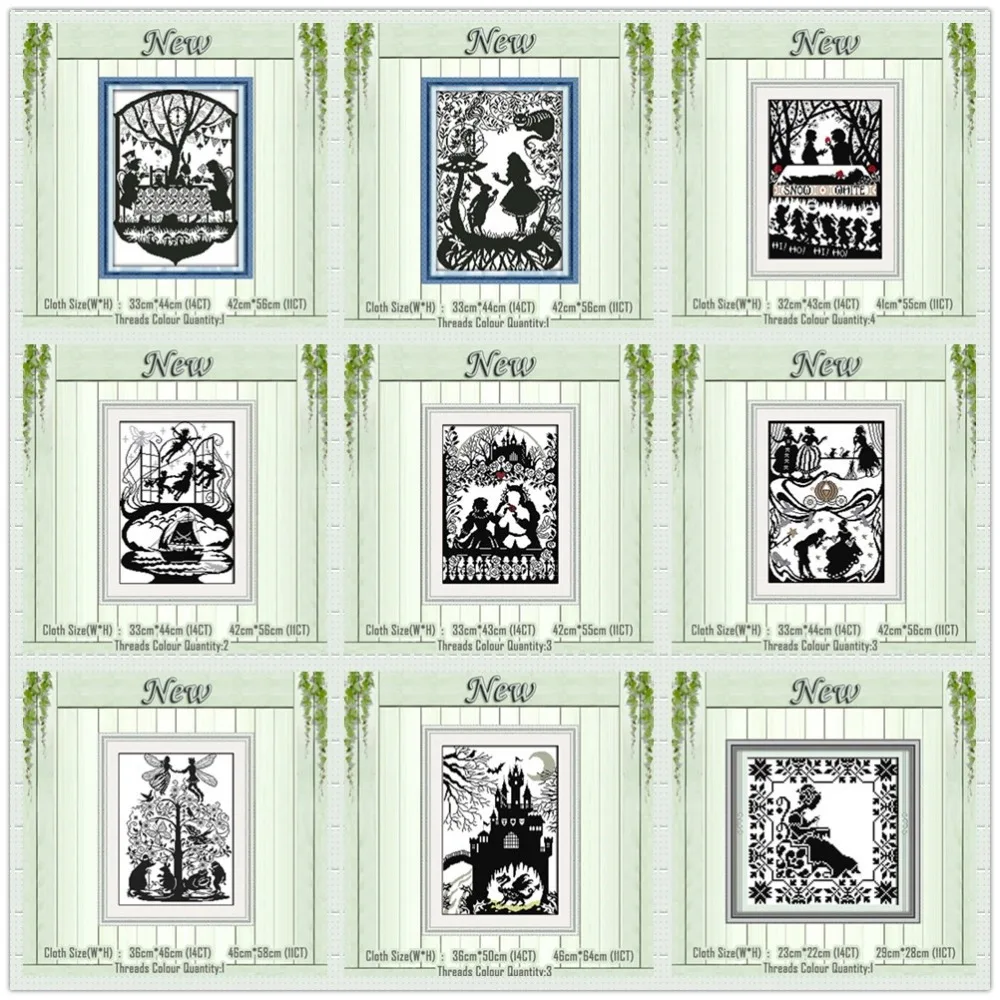 

Black and white characters girl fairy counted printed on the canvas DMC 14CT 11CT DIY Cross Stitch Embroidery kit Needlework Set