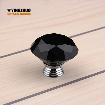 

10 Pcs 40mm Black Diamond Shape Crystal Glass Kitchen Door Drawer Wardrobe Hardware Cabinet Knobs and Pull Handles