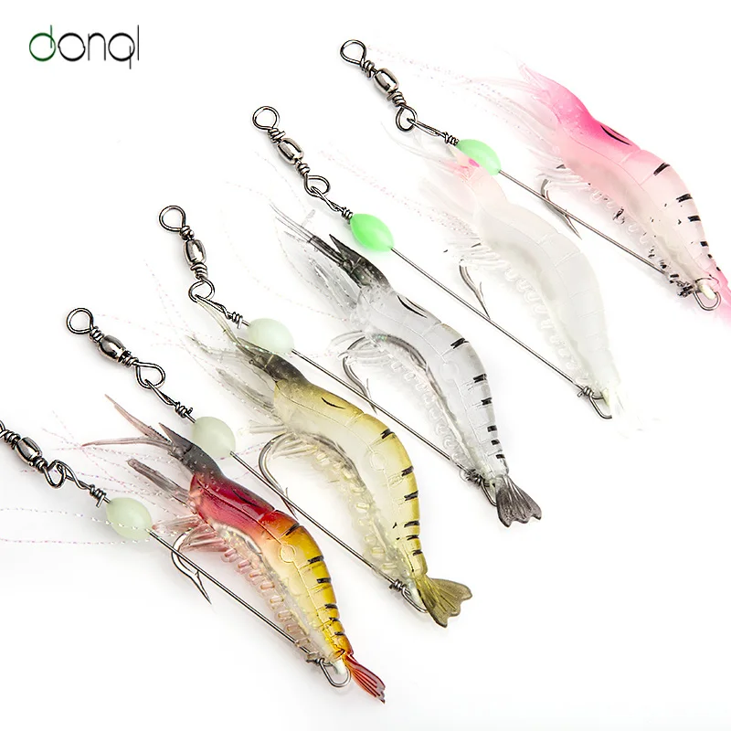 DONQL креветка Мягкая приманка 4 шт./лот 9 см 5 6 г Ночная светящаяся Pesca искусственная