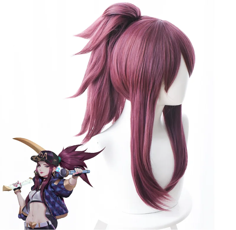 New Wig LOL Cosplay K/DA Akali The Rogue Assassin Mixed Purple Hair Halloween Carnival Wigs Props | Тематическая одежда и