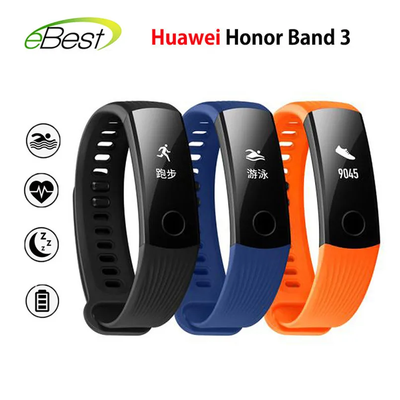 

Honor Band 3 Smart Band 0.91'' Real-time Heart Rate Monitoring 50 meters Waterproof for Swimming Fitness Tracker for Android iOS