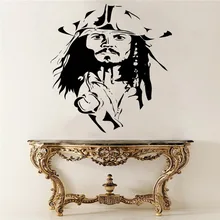 Captain Jack Sparrow Head Cool Wall Decal Poster Vinyl Wall Mural Sticker Pirates Home Bedroom Art Decoration Removable DIY