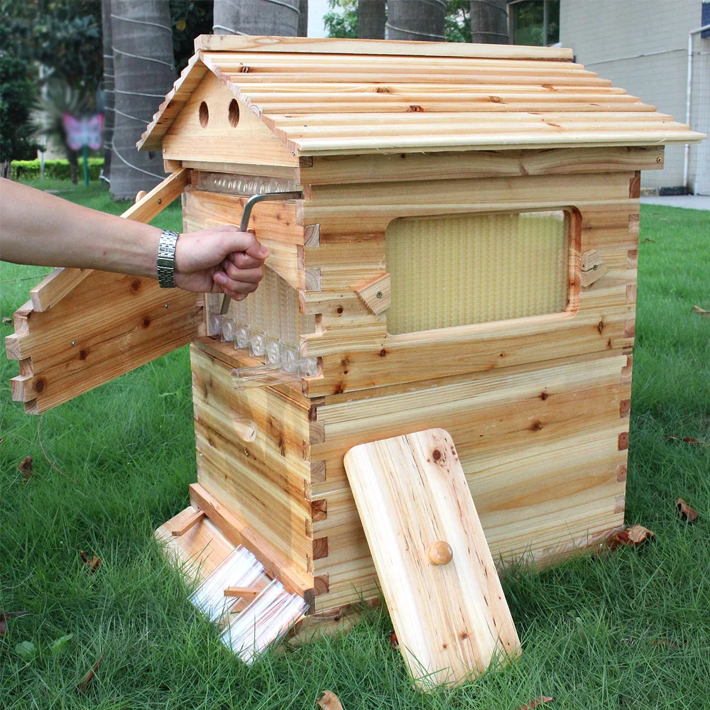 

Automatic Wooden Beehive House Beehive Frame Bee Hive Wooden Bees and Beekeeping Equipment Beehive Supply Beekeeper Tool 7PCS