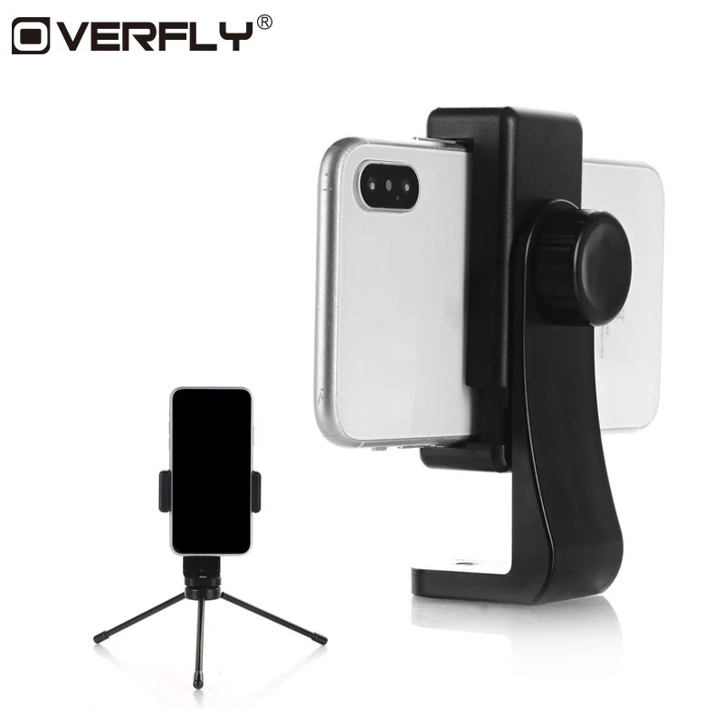 

Overfly Universal Tripod Mount Phone Holder Clipper Holder Vertical 360 Tripod Stand for iPhone X XS 7 8 Plus Samsung S8 S9