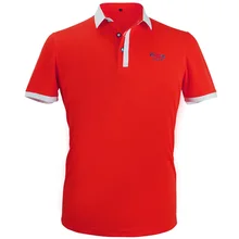 Новейшая Одежда Для Гольфа Мужская рубашка поло с коротким рукавом летняя дышащая спортивная рубашка для бега(красная) одежда