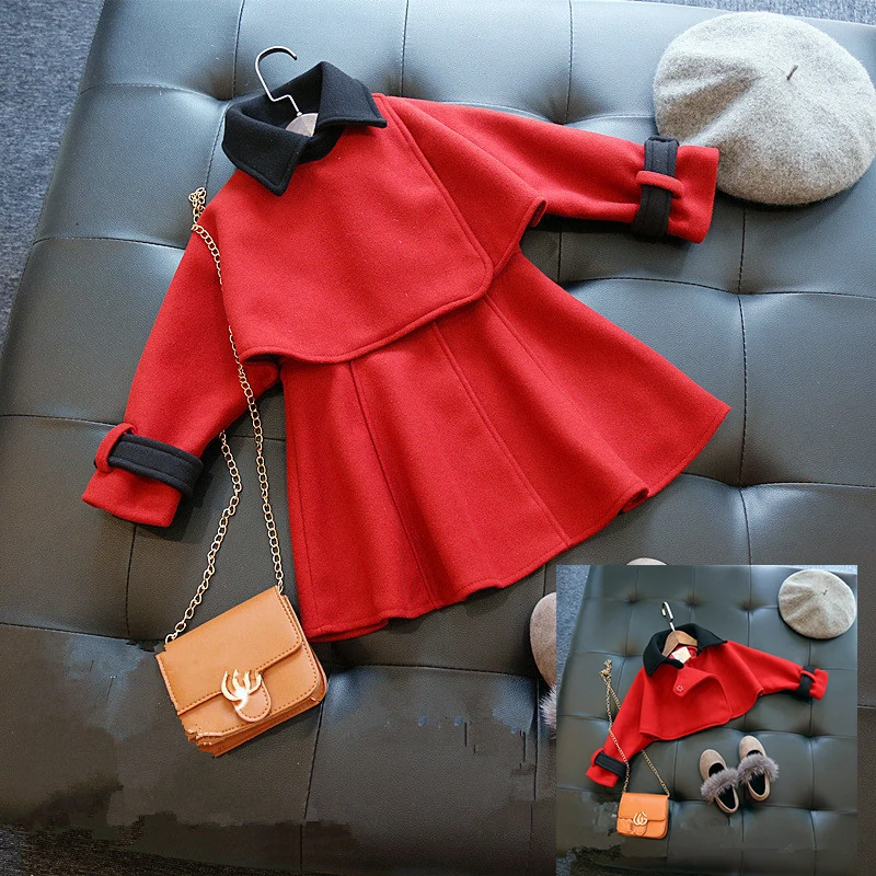 Thick Warm Girl Dress Christmas Wedding Party Dresses+Coat Christmas Dress For Girls New Year Products Costumes Winter Child Kid