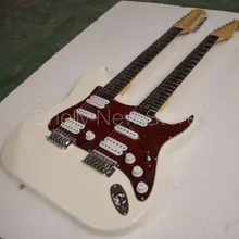 Shelly магазин фабрика на заказ крем двойной шеи 6/12 струны черное дерево гриф Винтаж хром тюнеры ST электрогитара