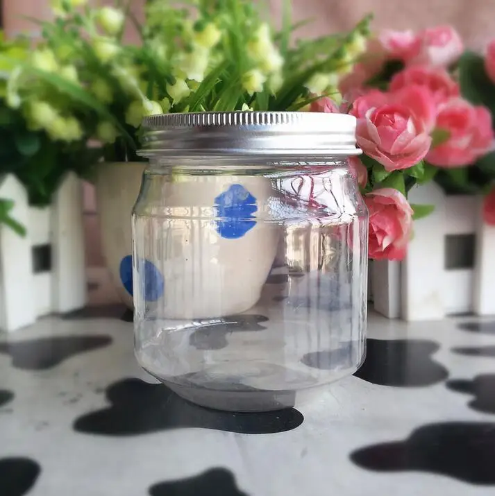 

Free shipping:280g clear PET jar with silver aluminum Lid,280ml Storage Tank Plastic Can PET Jar Food Container Plastic Tank Pot