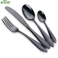 

BERGLANDER Dinnerware Set 24 Pieces Tableware Stainless Steel black Cutlery Set Creative Rose gold Dinner Set Wedding Dining