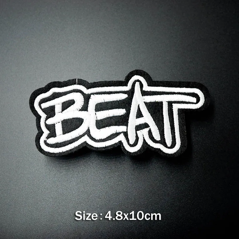 

Beat (Size:10X4.8cm) DIY Cloth Badges Patch Embroidered Applique Sewing Clothes Stickers Apparel Accessories Badge Patches
