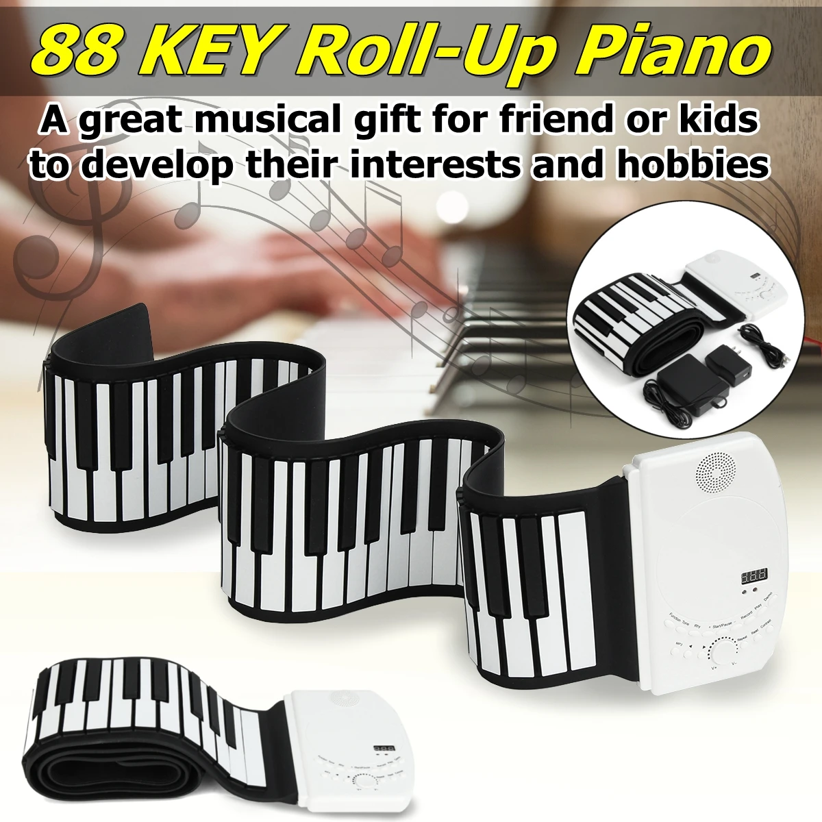 

Zebra 88 Key Flexible Foldable Piano Portable Electric Digital Roll up Keyboard Piano For Keyboard Musical Instrument Lover Gift