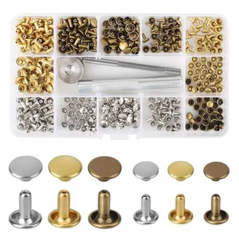 

180pack Leather Rivets Double Cap Rivet Tubular Metal Studs With Fixing Tool DIY
