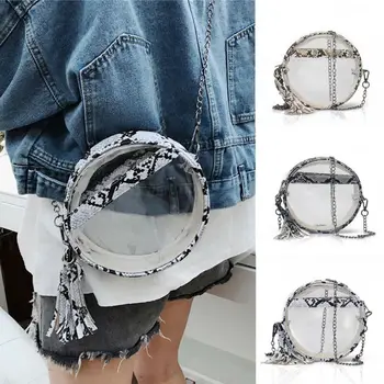 

Women PVC Clear Chain Cross Body Bag Tote Transparent Shoulder Handbag Purse UK