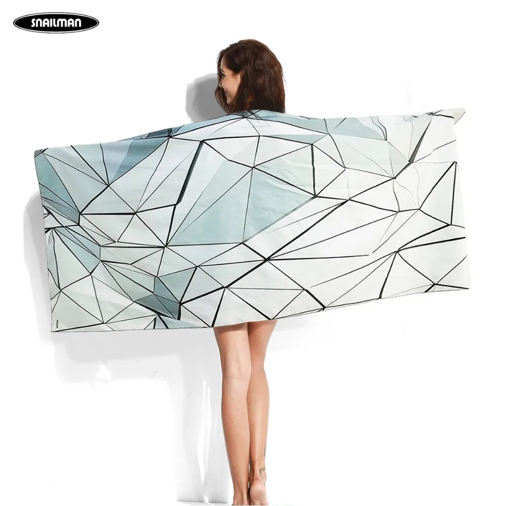 

Microfiber Compact Travel Towel Swimming Stereoscopic Geometry Towel Bath Holiday Quick Drying Summer Beach Towel 160*85 cm