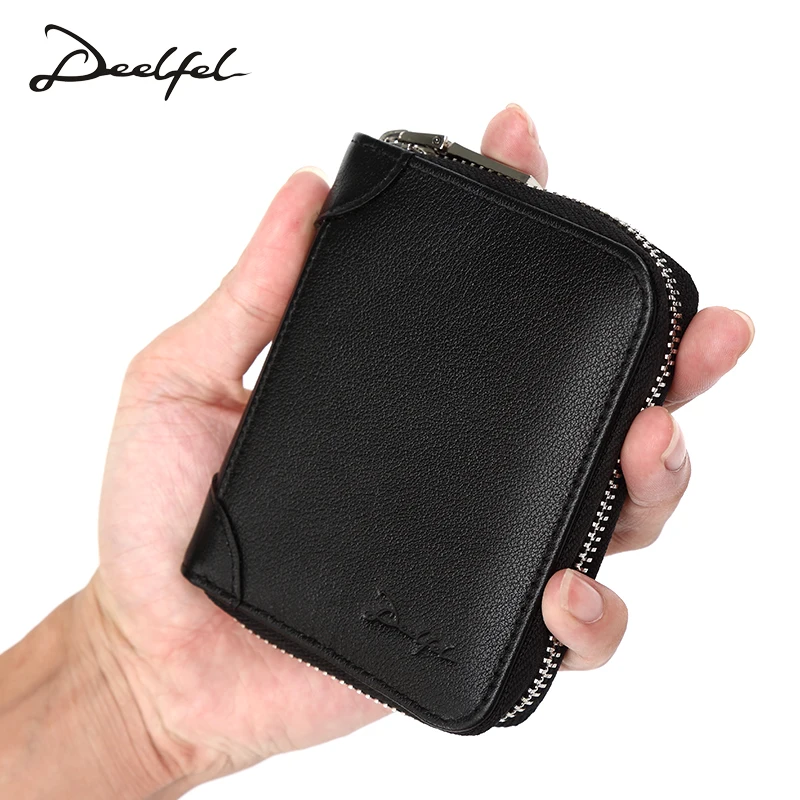 

DEELFEL Genuine Leather Men's Wallet Driver's License Holder Fashion Casual Leather Purse Card Holders Wallets for Men