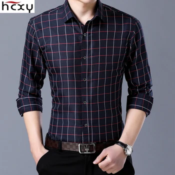 

HCXY 2019 Autumn New Free shipping Men's Casual Shirts Men Long-sleeved Shirt Plaid Long sleeve Smart Casual Male Bussiness Fit