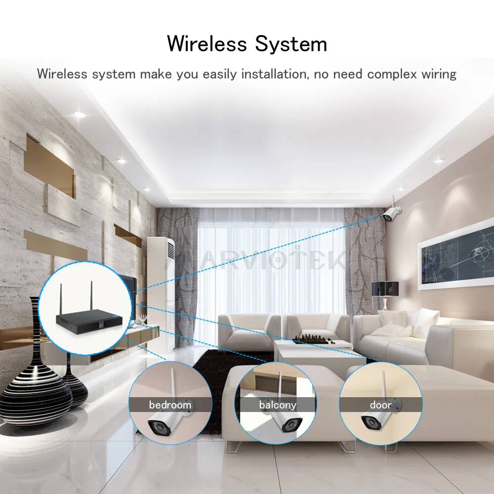 4CH 1080P HD Беспроводная система безопасности ip камера WiFi DVR комплект камер