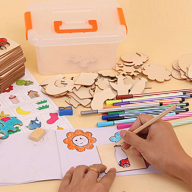 Libro de dibujo de madera para niños, juguete educativo para dibujar y  pintar animales, con caja de embalaje - AliExpress Juguetes y pasatiempos