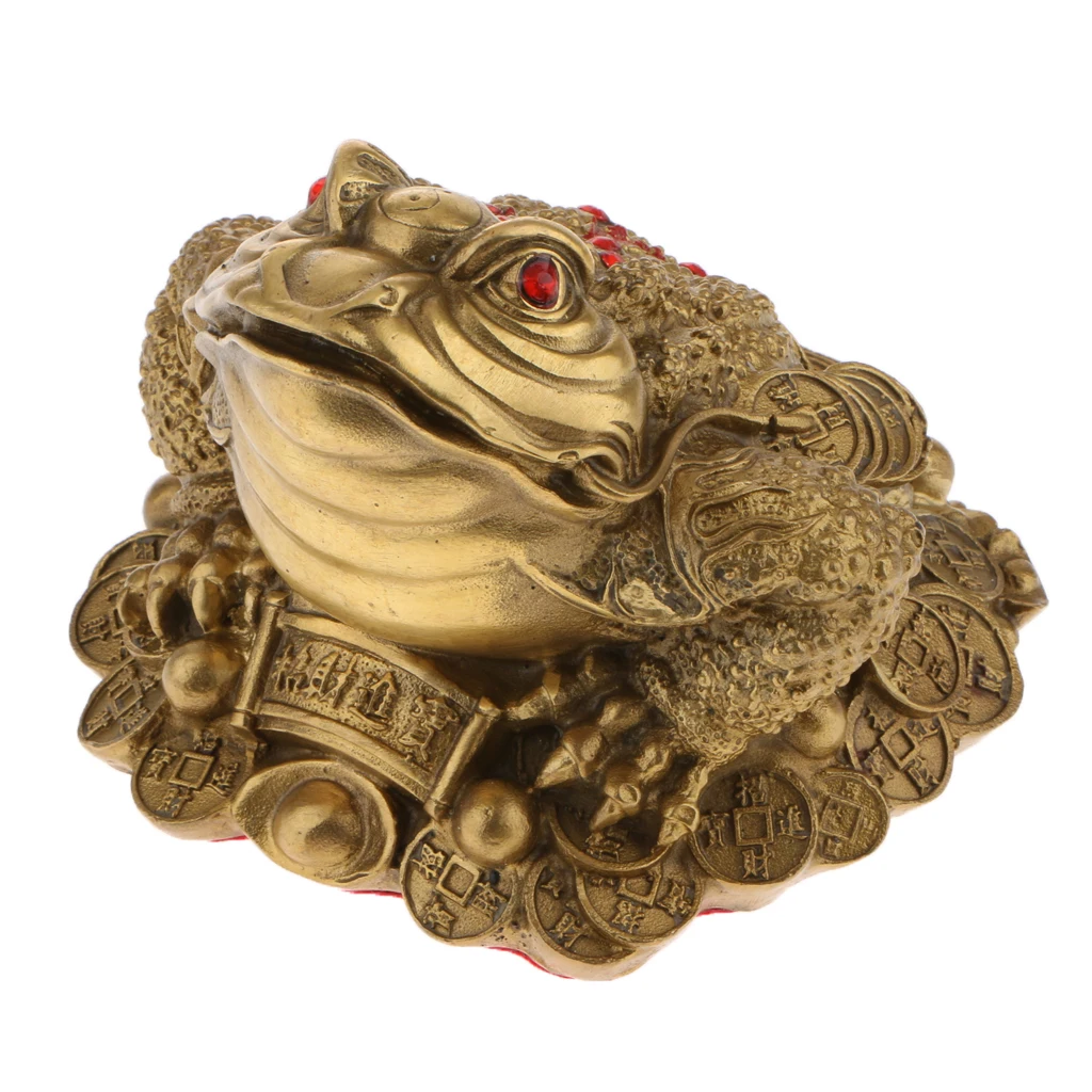 Brass Feng Shui Money Frog Three Legged Wealth Frog Money Toad Figurine Gift