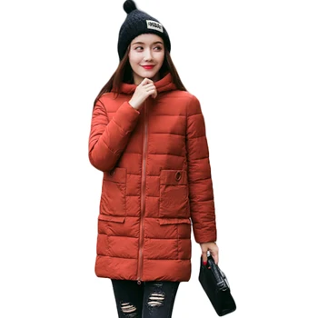 

Hooded Winter Jacket Women Outwear Women's Jackets With Big Pockets Long Female Coat Parka Straight Casual Camperas Mujer CM736
