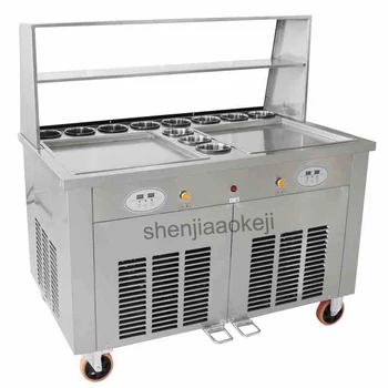 Buy Commercial Fried Ice Cream Machine CBJF-2D11B Roll Ice Cream Ice Frying Maker Double Pots Fried Yogurt Machine 220v 2800w 1pc