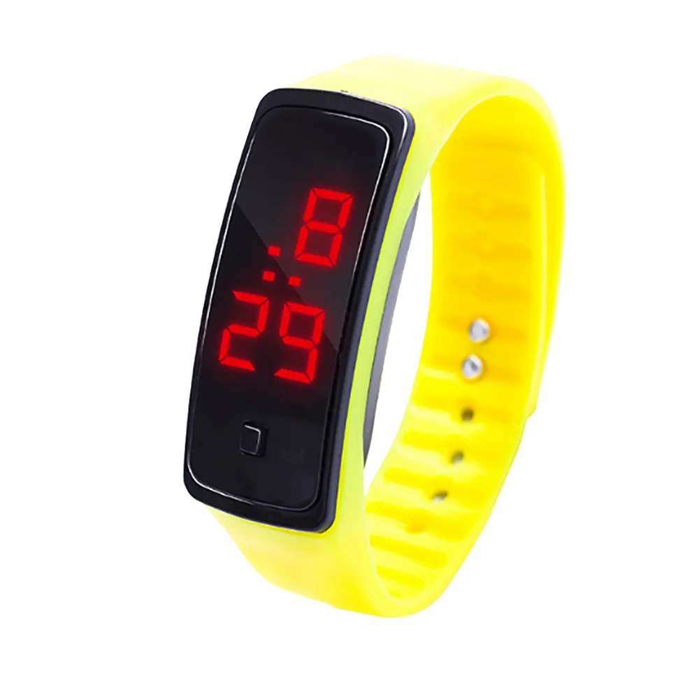 Светодиодные спортивные детские часы для мужчин женщин PU браслет Детские часы электронные наручные часы для мальчиков и девочек цифровые часы Reloj Nino - Цвет: Yellow