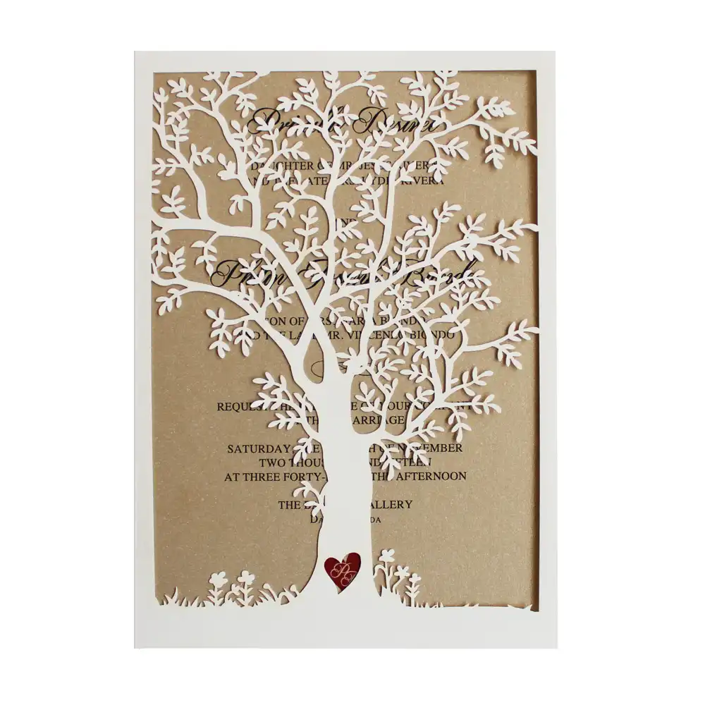 laser cut tree wedding invitation fall wedding invitation cards tree wedding invite rustic wedding invitations set of 50 fall wedding invitation