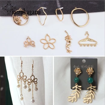 

Alloy Geometric Anisotropic Ear Nails Clothes hanger Five-petal Loop 10pcs/lot For DIY Drop Earrings Jewelry Making Accessories