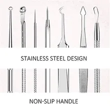 Черная головка и пятнистая нержавеющая сталь 7 шт. пятно от акне для удаления прыщей экстрактор инструмент для удаления угрей Профессиональный унисекс Feb18