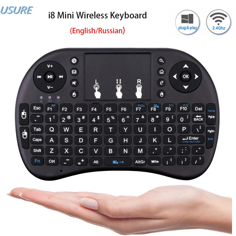 Raspberry Pi 3 Keyboard with Touchpad Mouse i8 Mini 2.4G Wireless Mini Keyboard For Orange Pi PC Android TV Raspberry Pi 3 / 3B