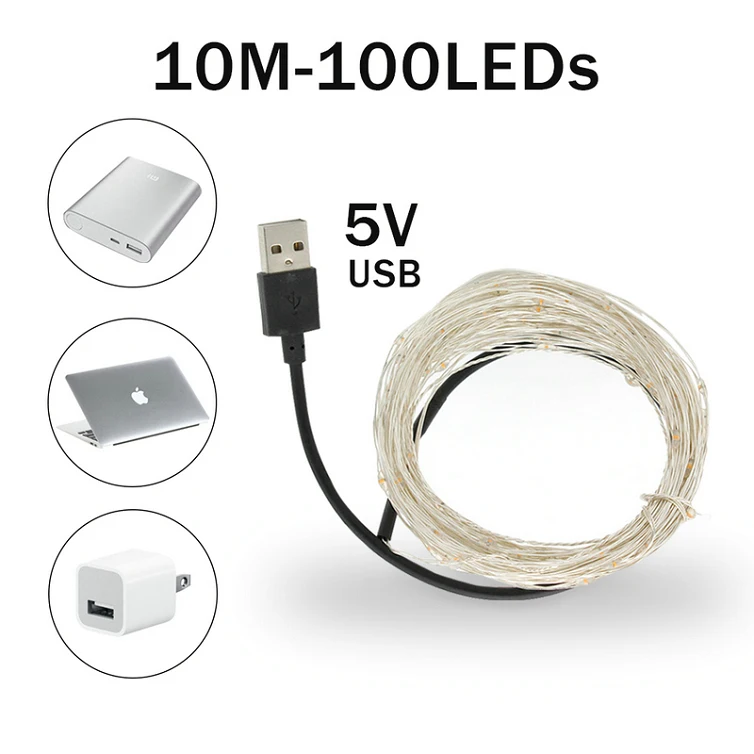 10M 10 м USB светодиодная гирлянда, черный светильник, УФ, на Рождество, Хэллоуин, DIY, барная лампа, водонепроницаемая, бактерицидная, для сцены, с привидениями, для дезинфекции, ультрафиолет - Мощность в ваттах: 10M