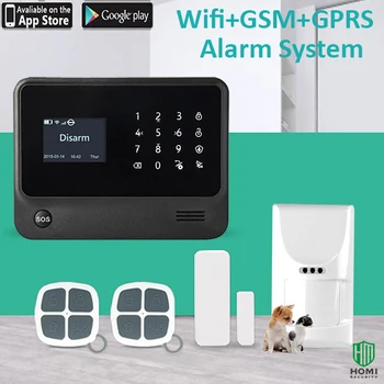 

G90B wifi intruder burglar alarm alert system with pet-immune friendly PIR motion detctor touch screen APP control
