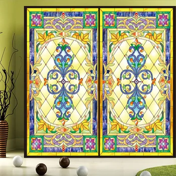 

2020 Custom Size Stained Glass Stickers For Windows Translucent Church Stained Glass Windows Doors Wardrobe Foil 60cmx124cm