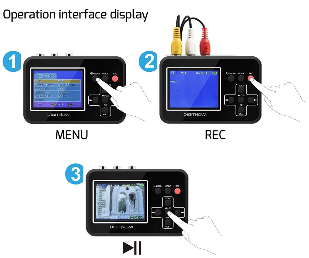 Видеозапись DIGITNOW Vhs в цифровой конвертер записывает видеоленты на карту памяти