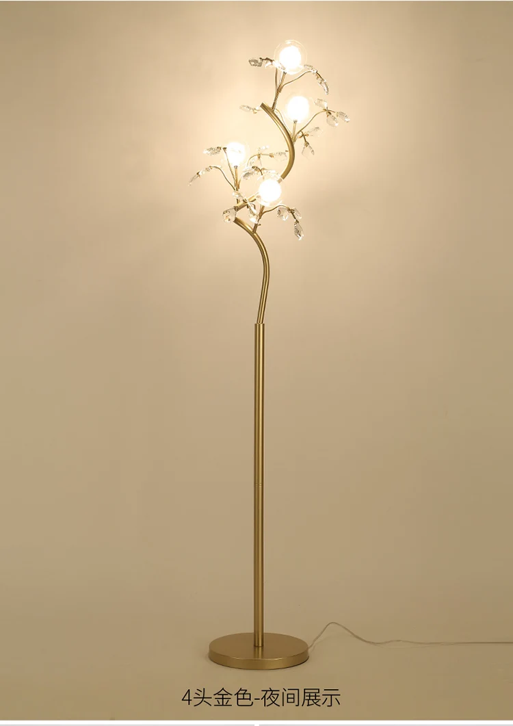 Светодиодный хрустальный торшер в американском стиле, роскошные постсовременные стоячие лампы для гостиничного номера, Креативный светодиодный светильник для гостиной, железный напольный светильник