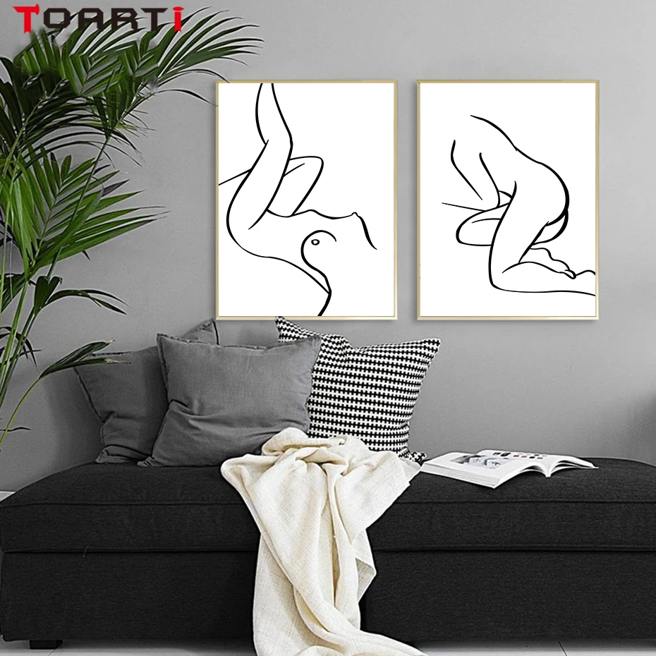 Minimalist Line Drawing Wall Posters Sexy Woman Nude Body Canvas Painting Nordic Prints Modular Pictures Bedroom Home Decoration (4)