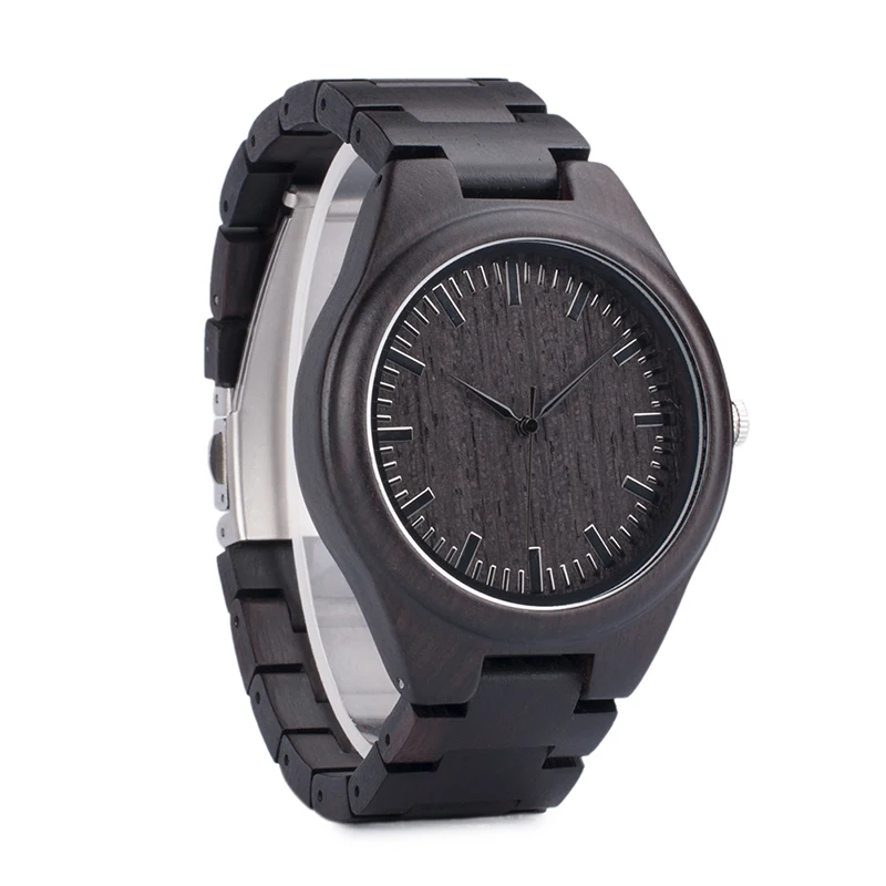 BOBO BIRD Watch Men Relogio Masculino Ebony Wooden Wood WristWatch Causal Quartz reloj hombre in Gift Box Custom logo