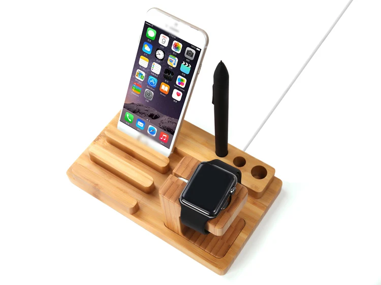 

URVOI new arrival holder for apple watch iphone stand repair home charging display bamboo dock and keeper several in 1