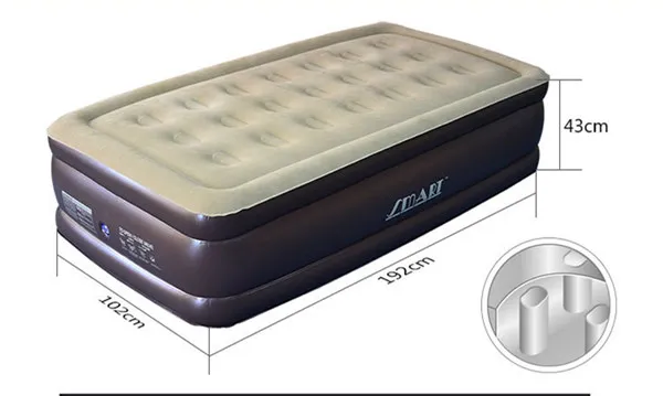 192x102x43 سنتيمتر الفرش الهوائي السرير PVC مرتبة هوائية es airbed مع يتدفقون سطح لشخص واحد