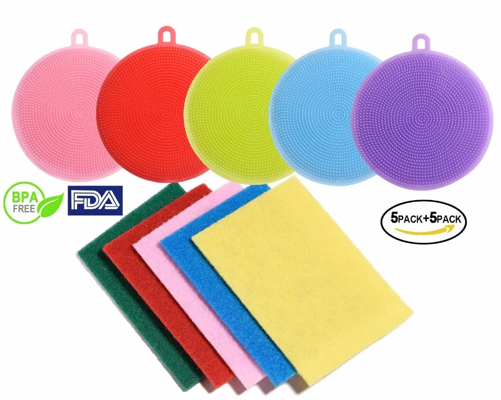 Food Grade Silicone Dish Scrubbers Antibacterial Brushes Multi purpose