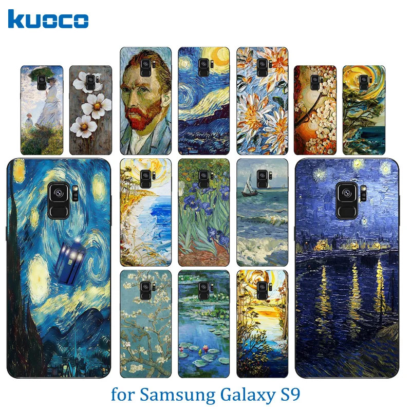 5.8&quot for Samsung Galaxy S9 Clear Silicone Cases Van Gogh Pattern Luxury Coque Soft DIY Cover |