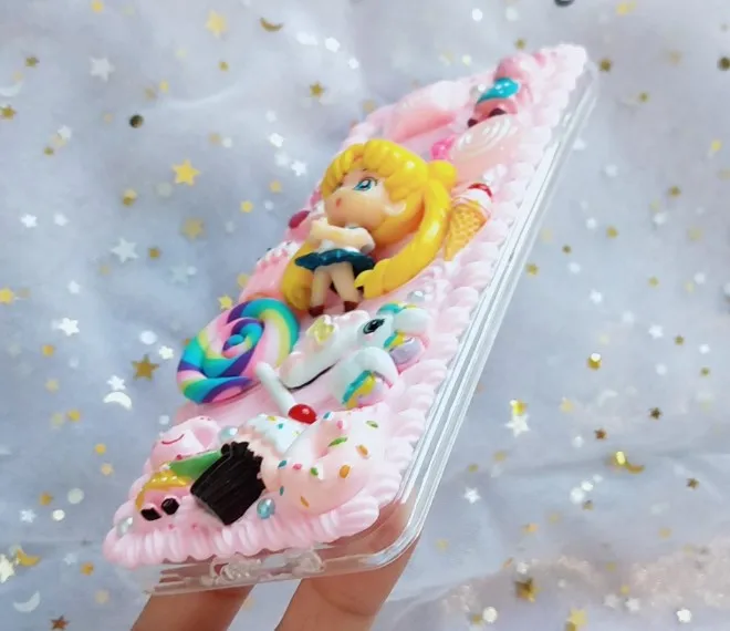 Для iphone X/XS Max DIY чехол 3D Сейлор Мун для телефона 8 7 6 6s plus XR ручной работы кремовый