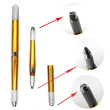 Золотые две головки дизайн Многофункциональный Профессиональный макияж для бровей ручная Татуировка Ручка кисти